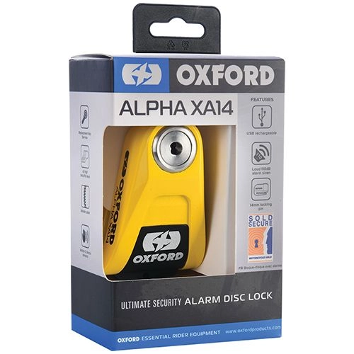 Замок блокировки тормозного диска с сигнализацией Oxford LK217 Yellow/Black