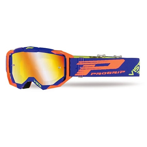 Мотоочки Progrip 3303 FL Vista Blue/Orange Mirror Yellow Lens