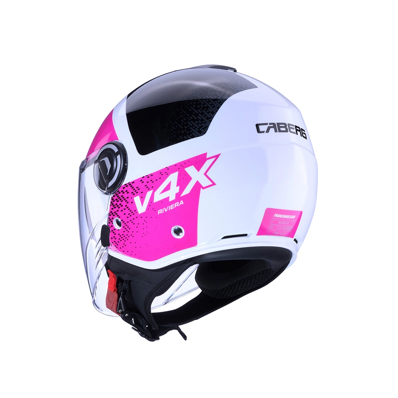 Шолом Caberg Jet Riviera V4X Alpha White/Black/Fuchsia