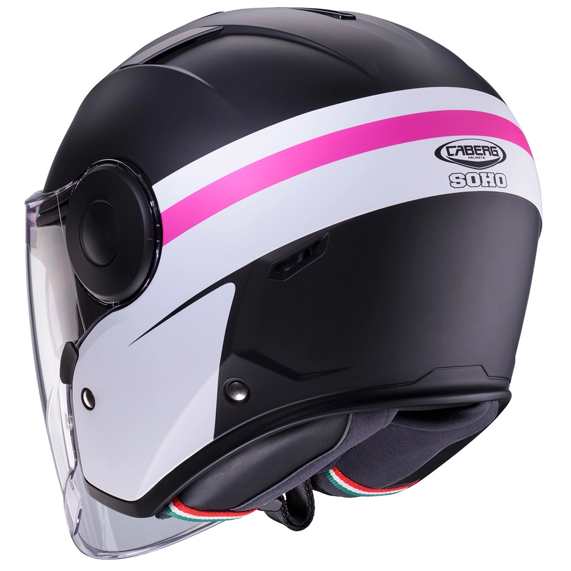 Шолом Caberg Jet Soho Zephyr Black/White/Fuchsia