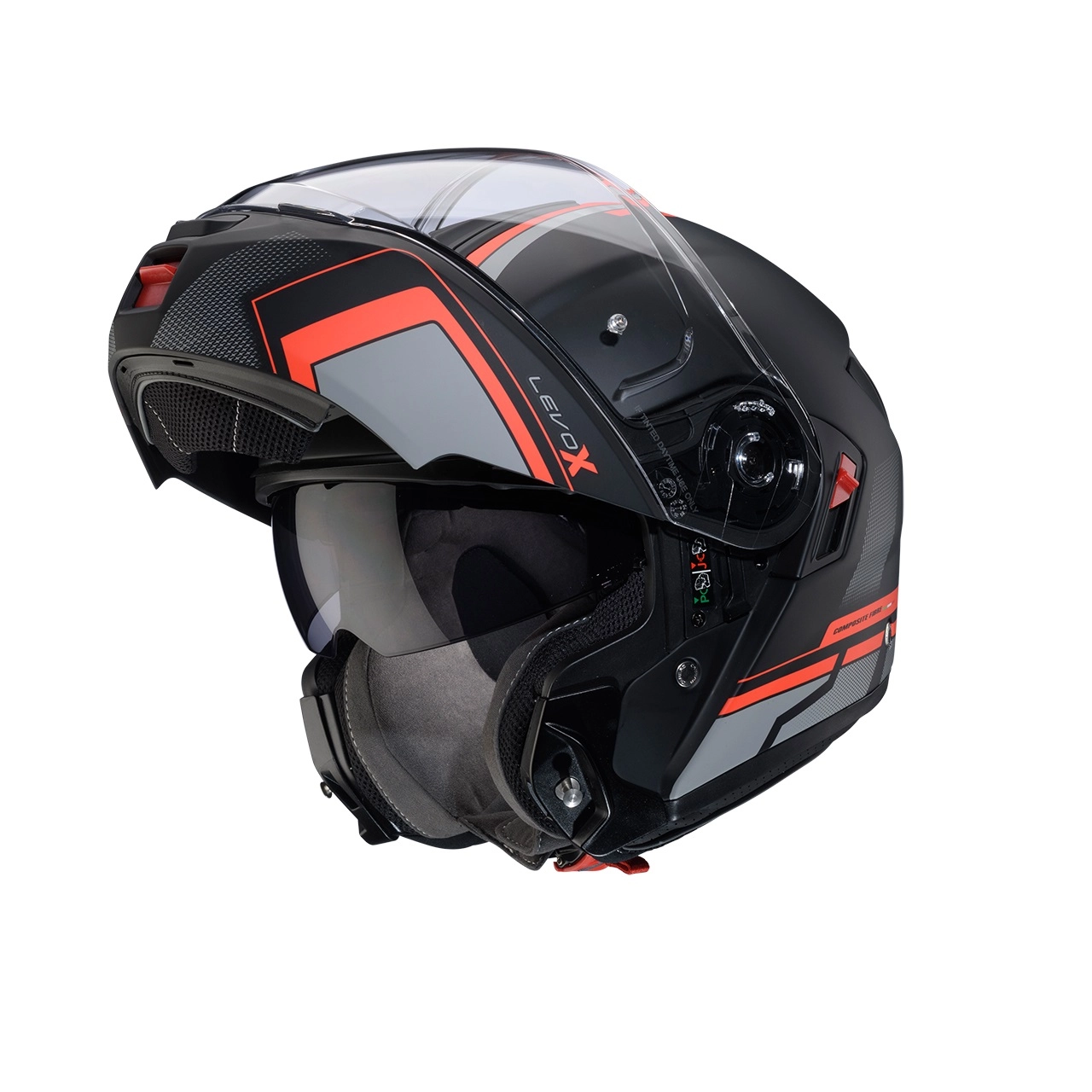 Шолом Caberg Levo X Elite Black/Gray/Red Fluo