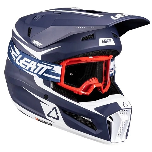 Шолом Leatt Moto 3.5 Blue/White + Мотоокуляри Leatt Vision 3.5 Blue/White Clear Lens