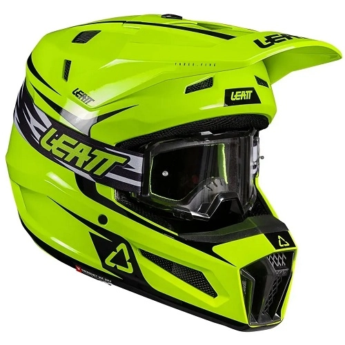 Шолом Leatt Moto 3.5 Junior Neon Yellow + Мотоокуляри Leatt Vision 3.5 Black/White Clear Lens