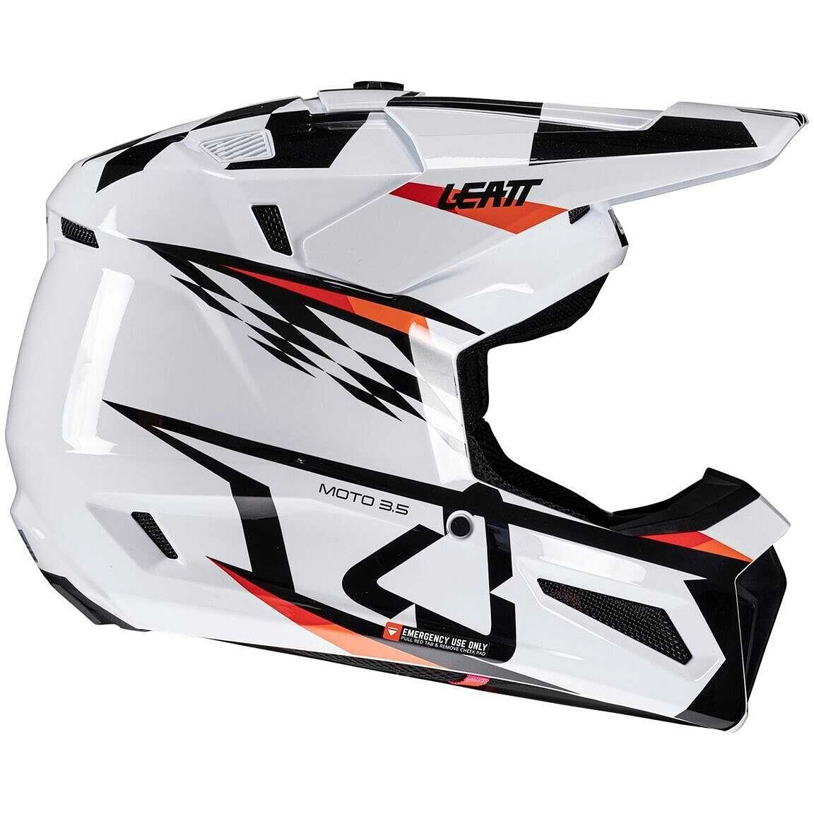 Шолом Leatt Moto 3.5 Junior White + Мотоокуляри Leatt Vision 3.5 Black Clear Lens