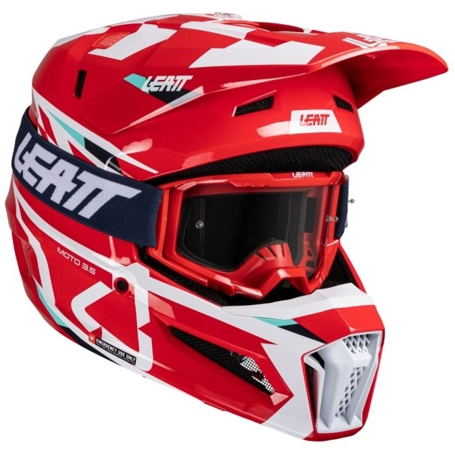 Шлем Leatt Moto 3.5 Red/White + Мотоочки Leatt Velocity 4.5 Red Clear Lens