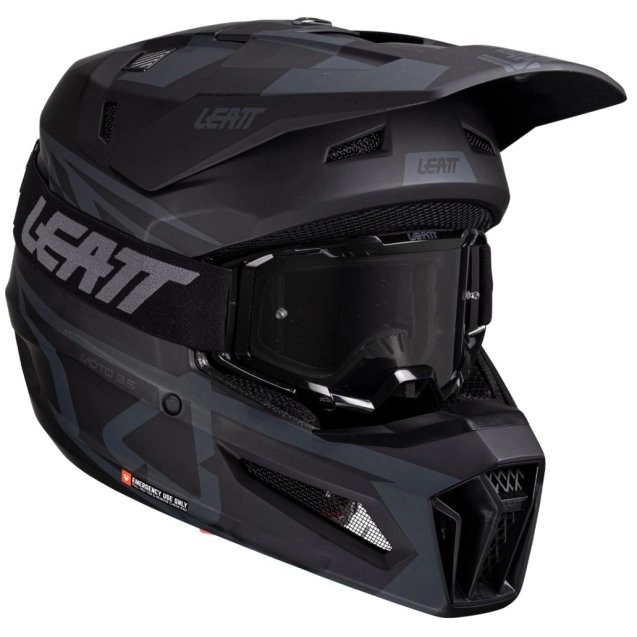 Шолом Leatt Moto 3.5 Stealth + Мотоокуляри Leatt Velocity 4.5 Stealth Dark Lens