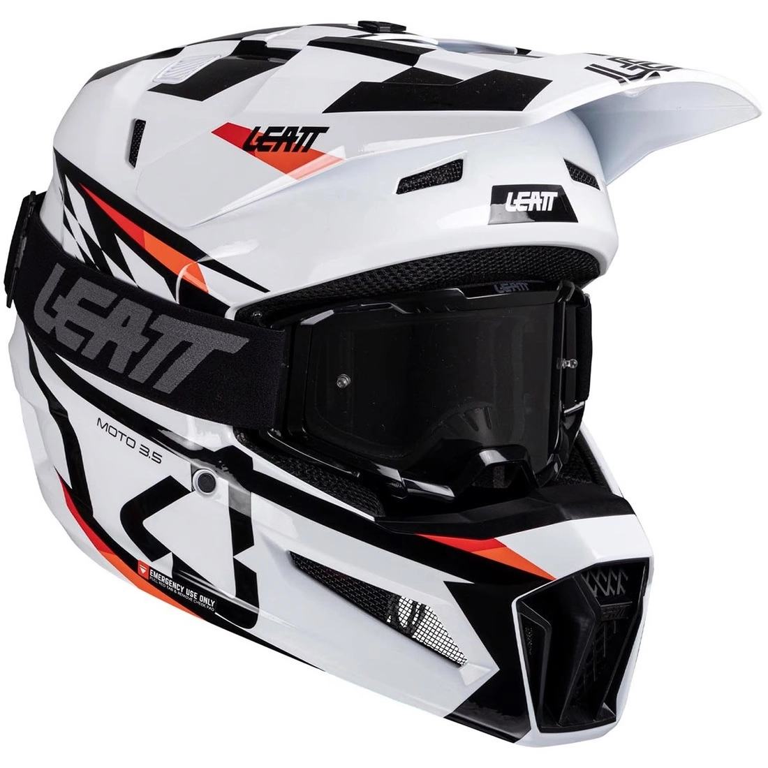Шолом Leatt Moto 3.5 White/Black + Мотоокуляри Leatt Velocity 4.5 White Clear Lens