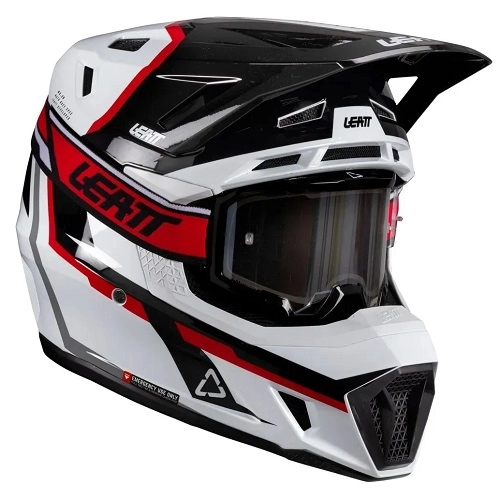 Шолом Leatt Moto 7.5 White/Red + Мотоокуляри Leatt Velocity 4.5 Iriz Red Clear Lens