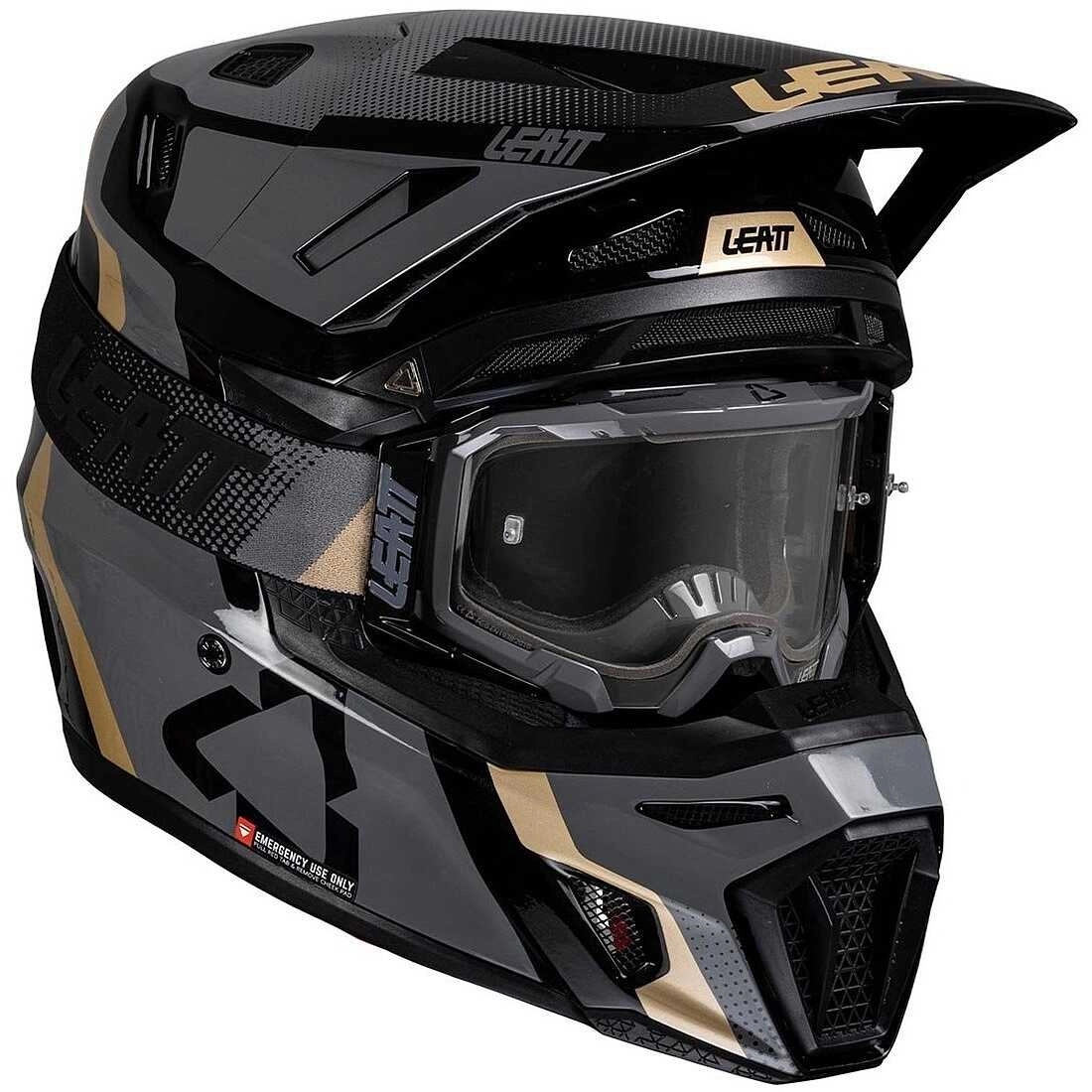 Шолом Leatt Moto 8.5 Black + Мотоокуляри Leatt Velocity 5.5 Black Clear Lens
