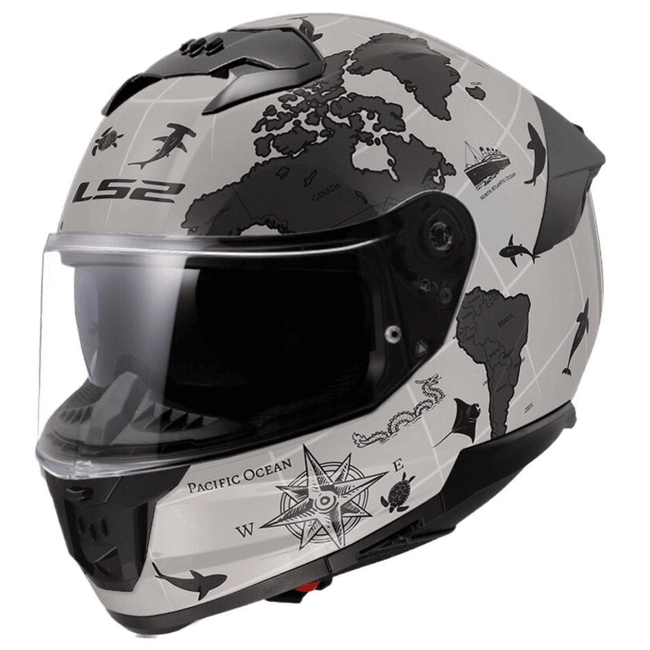 Шолом LS2 FF808 Stream II Worldmap Cool Grey Matt