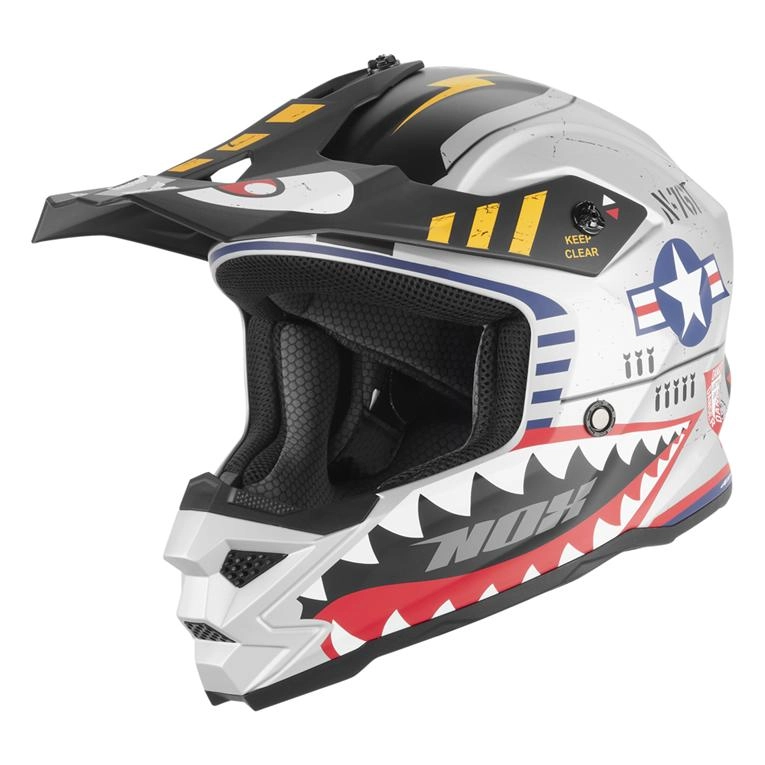 Шолом NOX N761 Fighter Junior Silver/Red/Black