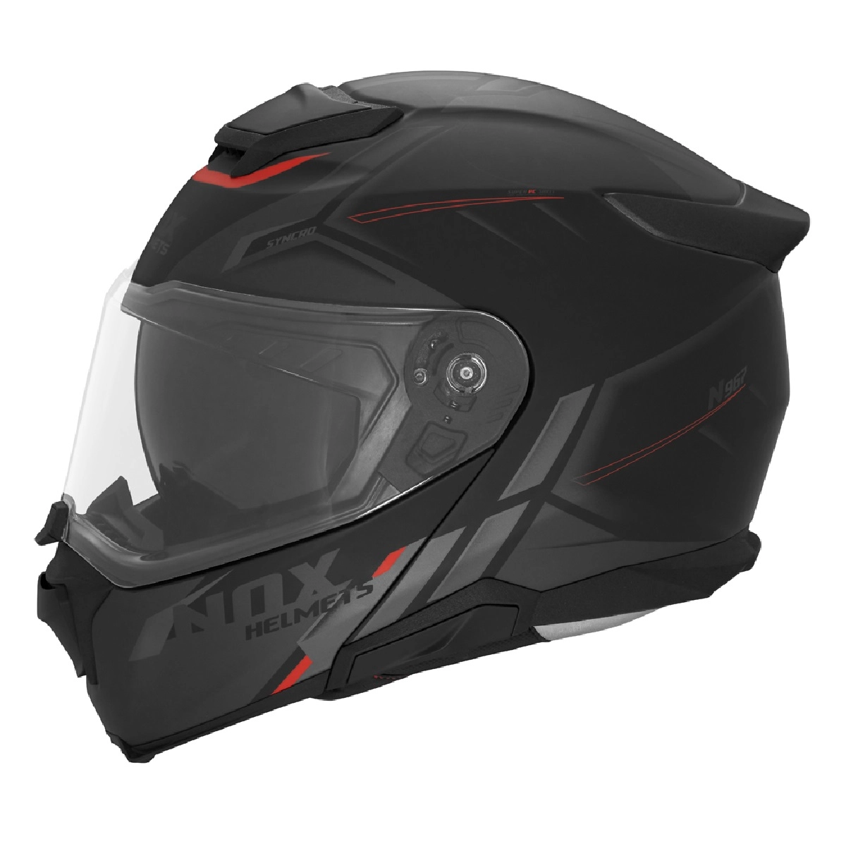 Шолом NOX N967 Synchro Black/Red/Grey