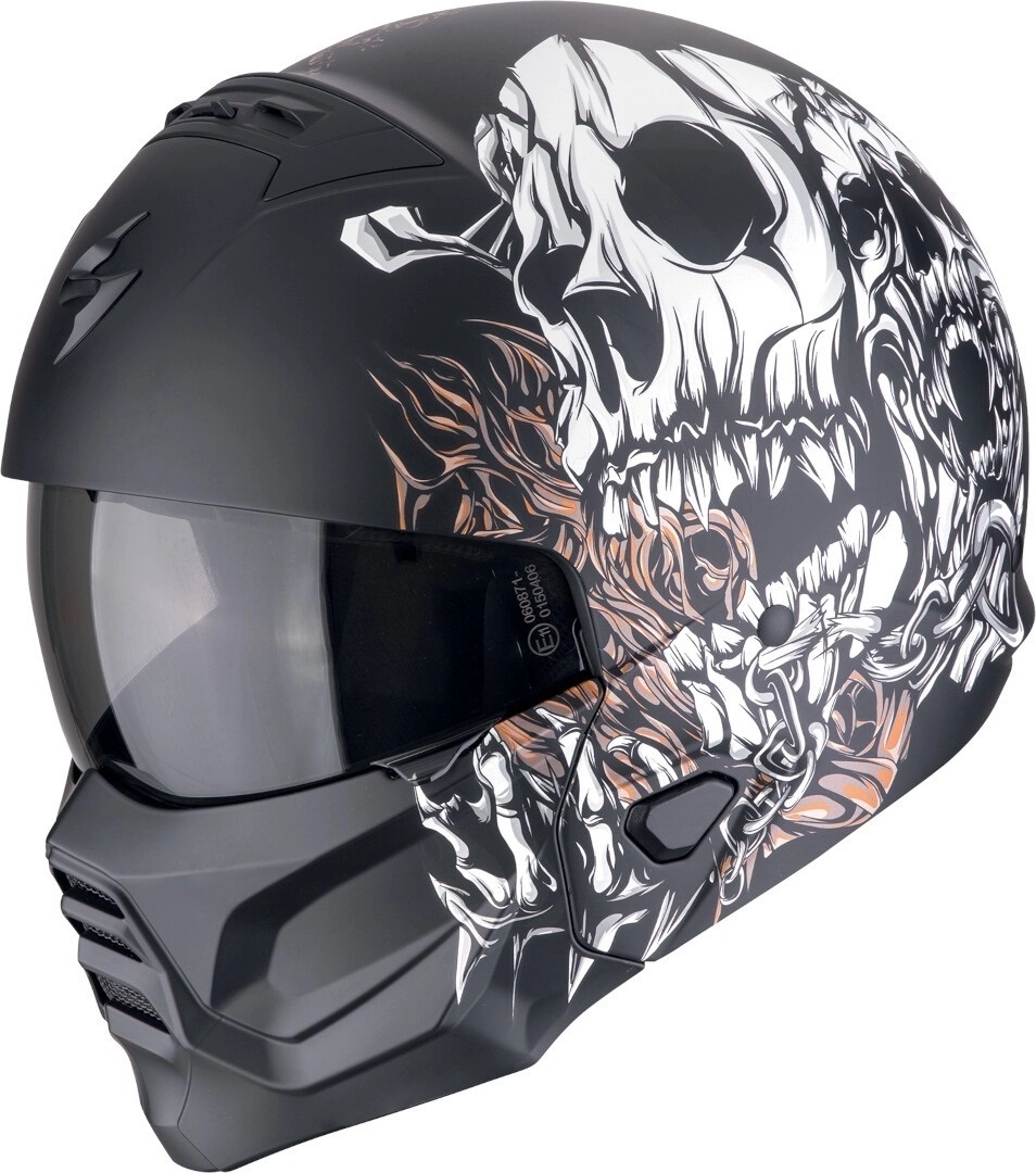 Шлем Scorpion Exo Combat II Genesis Black/White/Gold
