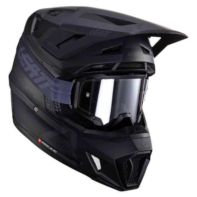 Шолом Leatt Moto 7.5 Stealth + Мотоокуляри Leatt Velocity 4.5 Stealth Clear Lens