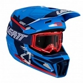 Шлем Leatt 3.5 Blue + Мотоочки Leatt Vision 3.5 Red Clear Lens