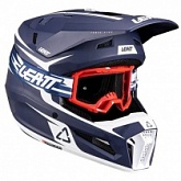 Шлем Leatt Moto 3.5 Junior Blue/White + Мотоочки Leatt Vision 3.5 Blue/White Clear Lens