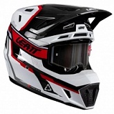 Шлем Leatt Moto 7.5 White/Red + Мотоочки Leatt Velocity 4.5 Iriz Red Clear Lens