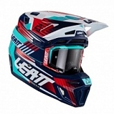 Шлем Leatt GPX 8.5 V23 Blue/Red/White + Мотоочки Leatt Velocity 5.5 Blue/Red/White Clear Lens
