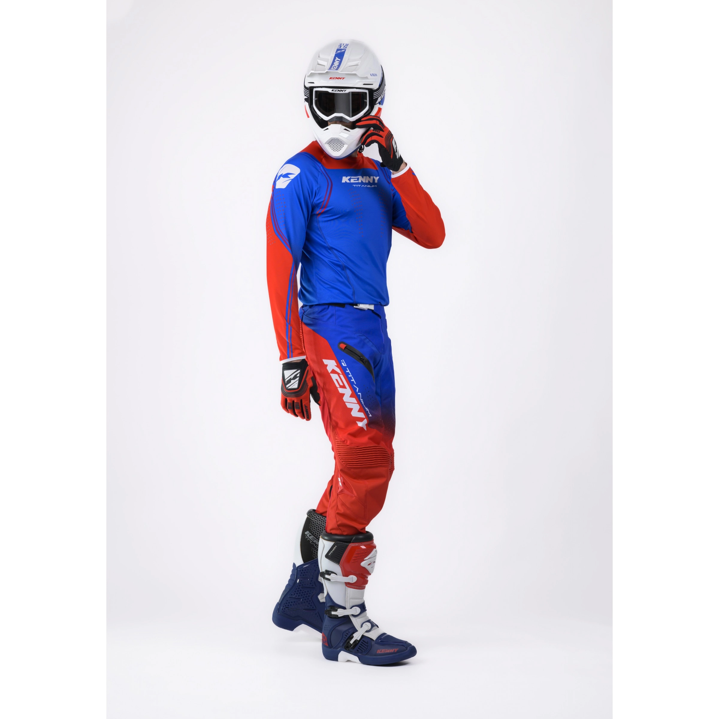 Мотоштани Kenny Racing Titanium Red/Blue/White