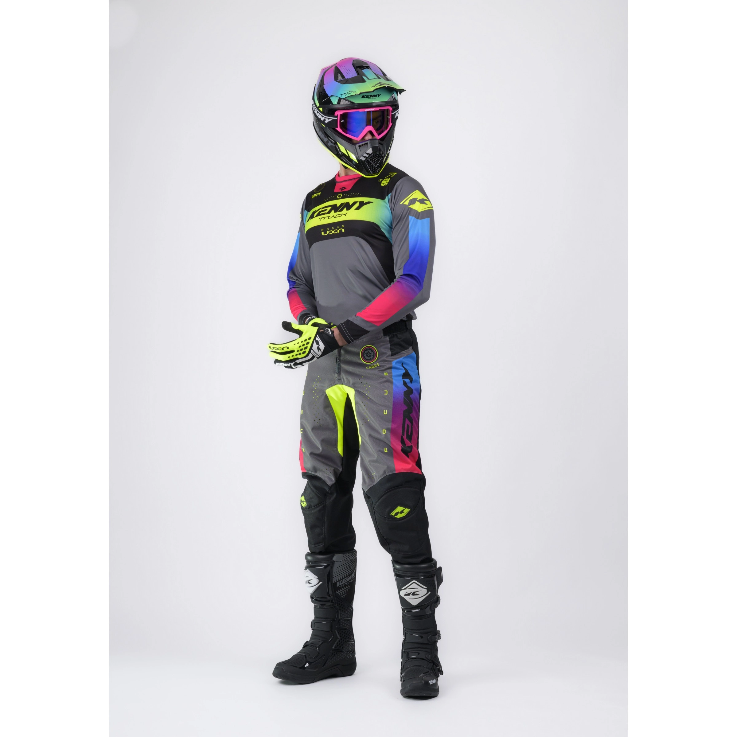 Мотоштани Kenny Racing Track Focus Black/Grey/Yellow