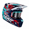 Шлем Leatt GPX 8.5 V23 Blue/Red/White + Мотоочки Leatt Velocity 5.5 Blue/Red/White Clear Lens